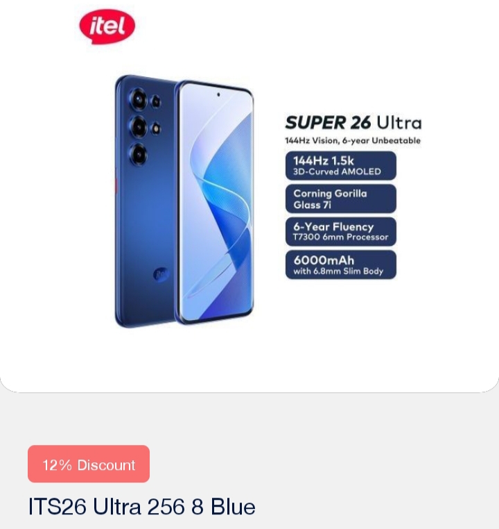 ITEL S26 ultra 256 8gb 5g